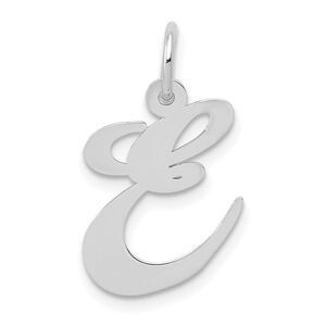 14k White Gold, Ella Collection Medium Fancy Script Initial E Pendant